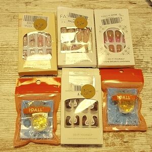 Lot 6 New Packages of Press on Nails, Sequins & Stickers